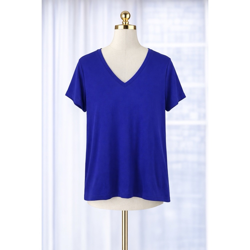 Lands' End Relaxed Knit Tee T-shirt Top 100% Supima‎ Cotton Blue Luxe Size S
